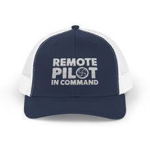 Load image into Gallery viewer, Remote Pilot In Command Trucker Cap (White Logo)