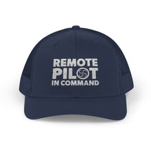 Load image into Gallery viewer, Remote Pilot In Command Trucker Cap (White Logo)