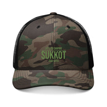 Load image into Gallery viewer, Sukkot - Let's Go Camping Camouflage Trucker Hat