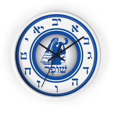 Load image into Gallery viewer, Shofar Watchman Wall clock (Blue & White)